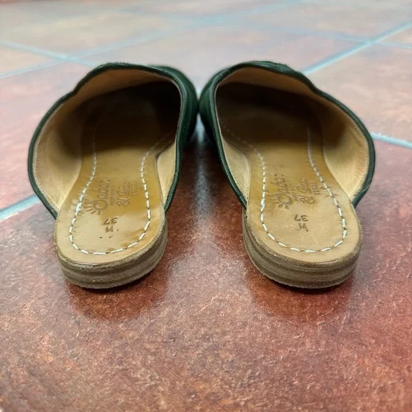 Sabah House Green Velvet Palazzo Slippers Size 37 - Picture 9 of 13